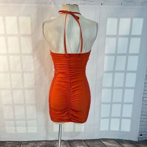 FREE PEOPLE WOMEN'S HOLD ON burnt orange smocked MINI DRESS size xs - Picture 7 of 12
